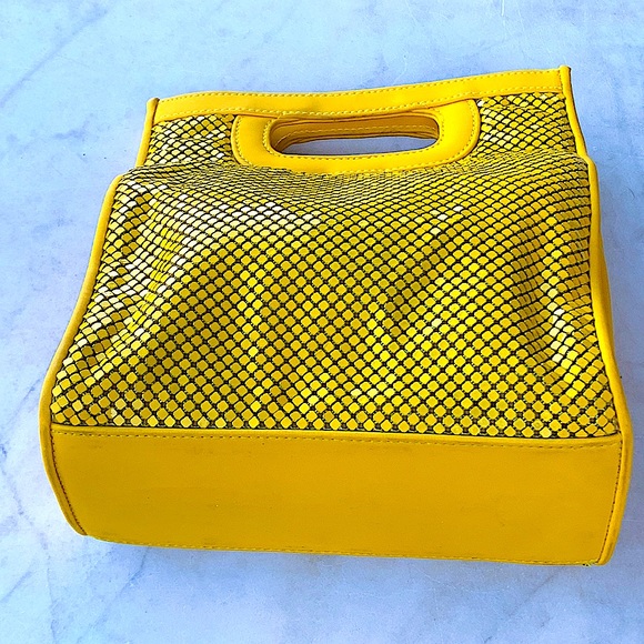 WHITING & DAVIS HANDBAG YELLOW MESH NWT Y2K - Picture 5 of 9